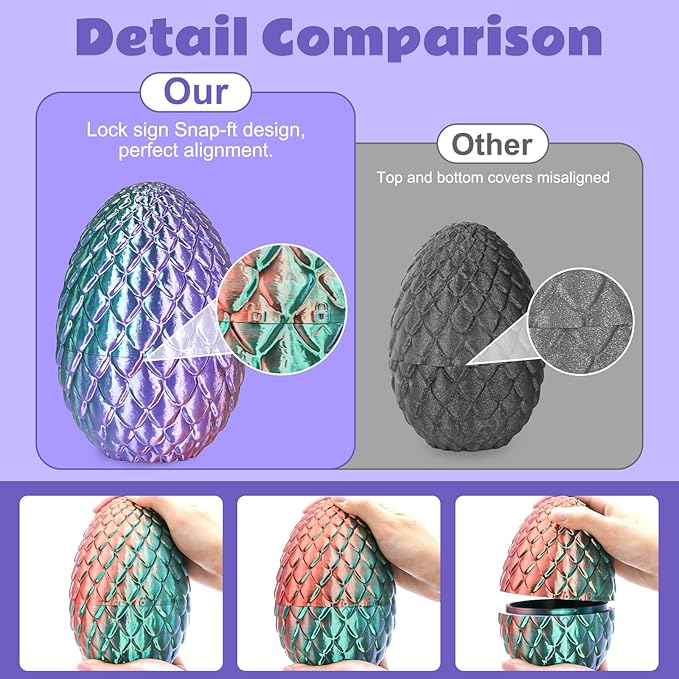 Dragon Eggs with Dragon Inside, 3D Printed Surprise Funny Gifts for Kids, Articulated Dragon Fidget Toys for Adults, Executive Desk Toys Office Room Décor (Gradient Blue-Green-Brown, M-Size)