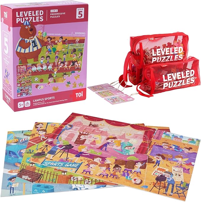TOI Leveled Puzzles for Kids Aged 4 and Up, Toddler Puzzle Preschool Learning Jigsaw Puzzles, Large Pieces Educational Game for Boys Girls, Cognitive Story Step 5