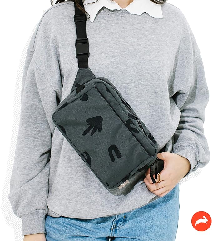 Red Rovr Everyday Joey Belt Bag | Organization & Zipper pockets |Adjustable Strap for All Ages (Charcoal Doodle)