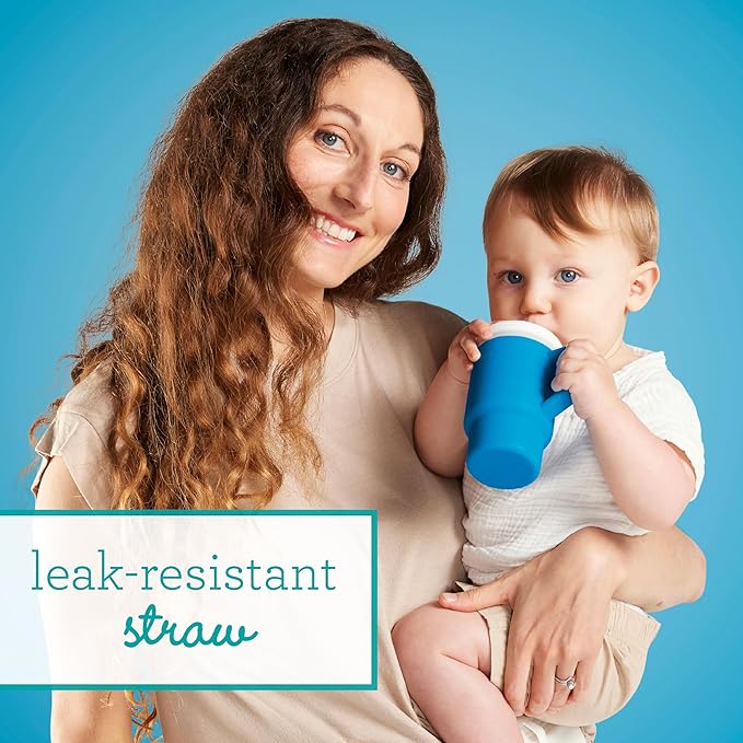 Infantino My 1st Tumbler, Silicone Sippy Cup with Straw & Handle, Spill-Resistant Baby Cup for On-the-Go, BPA-Free Transition Bottle, Ocean