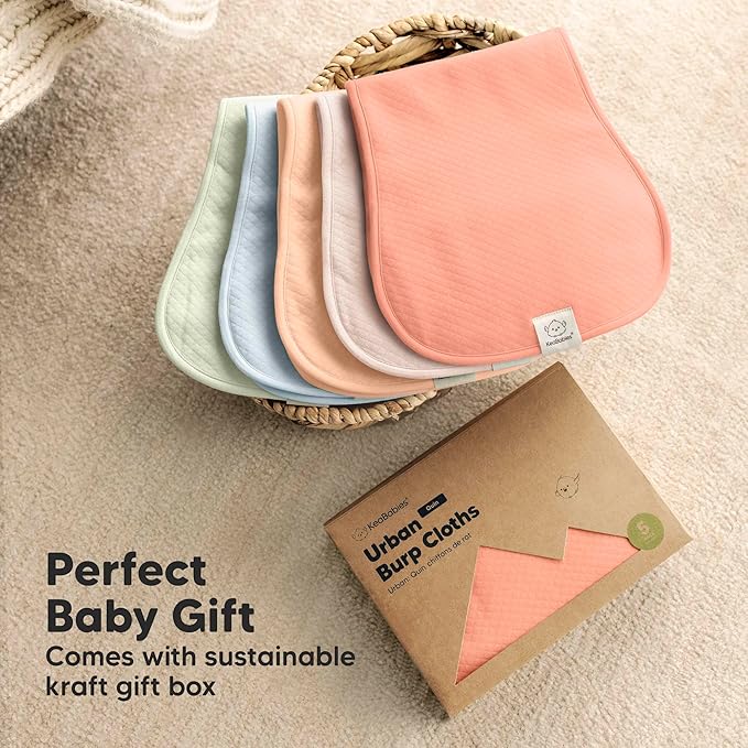 KeaBabies 5-Pack Organic Burp Cloths Baby Girl, Boy - Extra Large, Absorbent Baby Burp Cloths,Soft Burping Cloths for Babies,Newborn Burp Clothes,Cotton Burp Rags, Thick Burp Cloth (Flora Dew/Quin)