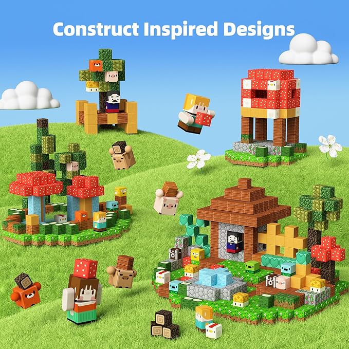 GobiDex Magnetic Blocks Kid Animal Farm Toys for 3+ Years Old Boys Girls, Upgraded Build MagWonder World with STEM Magnets Building Set, Game-Based Sensory Gifts for Toddler