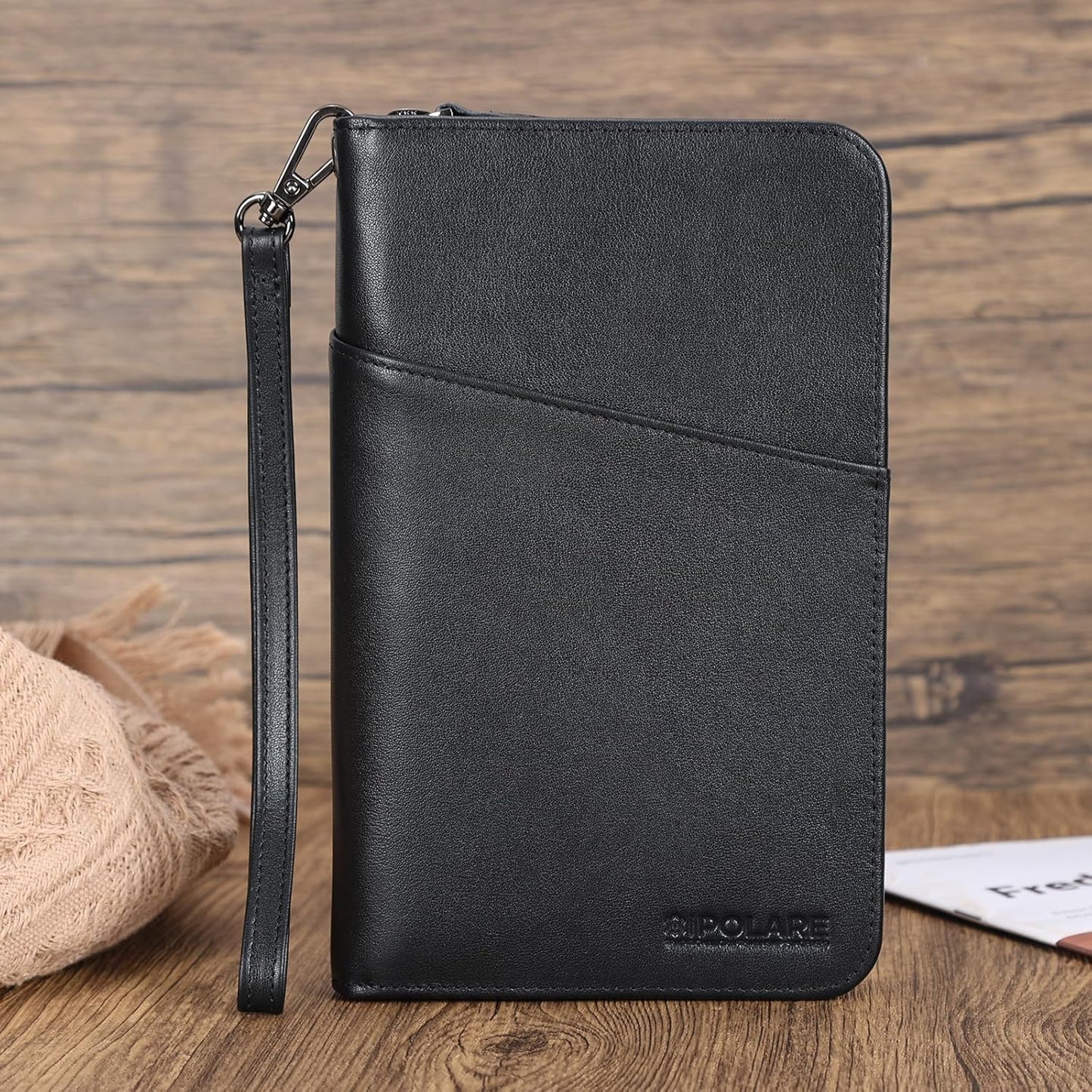 Polare Full Grain Leather Passport Holder Cover Case for Men and Women RFID Blocking Family Travel Wallet Holds 6 Passports