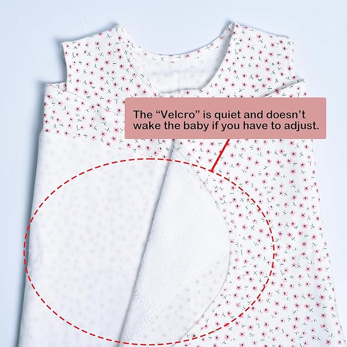 Baby Sleep sack Swaddle,Swaddles 3-6 Months,3-Way Adjustable Wearable Transition Blanket 100% Organic Cotton 2-Piece,12-18 lbs,1.0 TOG(Floret&Cherry)