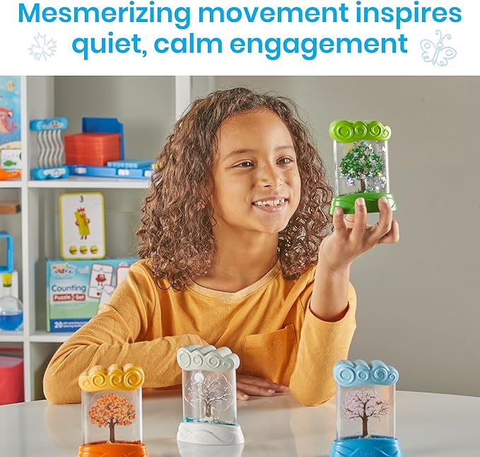 hand2mind Changing Seasons Sensory Tubes, Sensory Fidget Tubes, Learning Weather for Kids, Anxiety Calming Tools, Occupational Therapy Toys, Calm Down Corner Supplies (Set of 4) (95385)