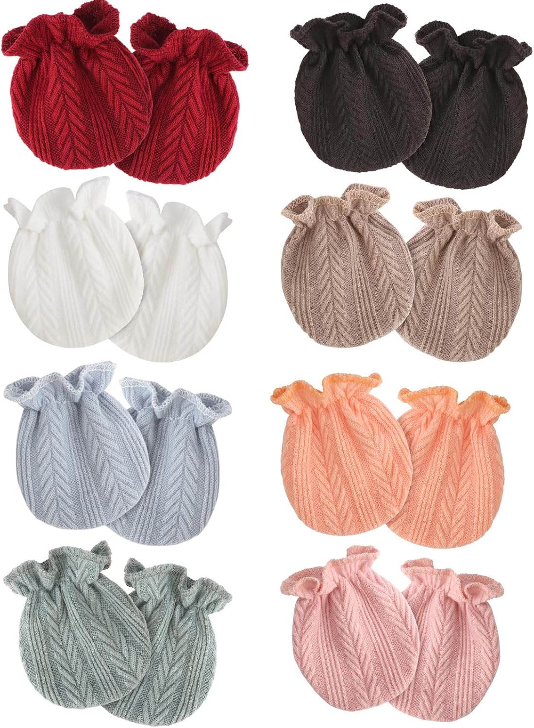 Newborn Baby Mittens No Scratch Cotton Elastic Wrist Gloves Infant Toddler Mittens for Baby Boy Girl 0-6 Months