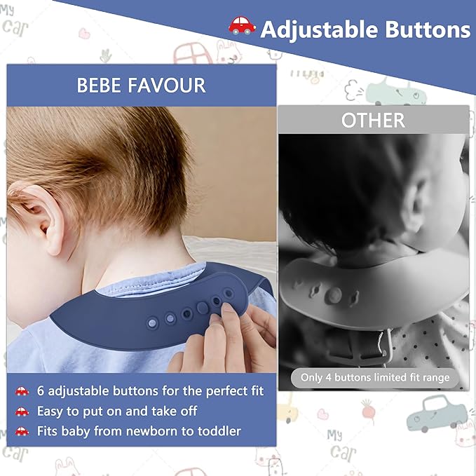 2 Pack Silicone Baby Bibs Adjustable Fit Waterproof Bib With Leak Proof Food Pouch Catcher for Eating Boys Girls