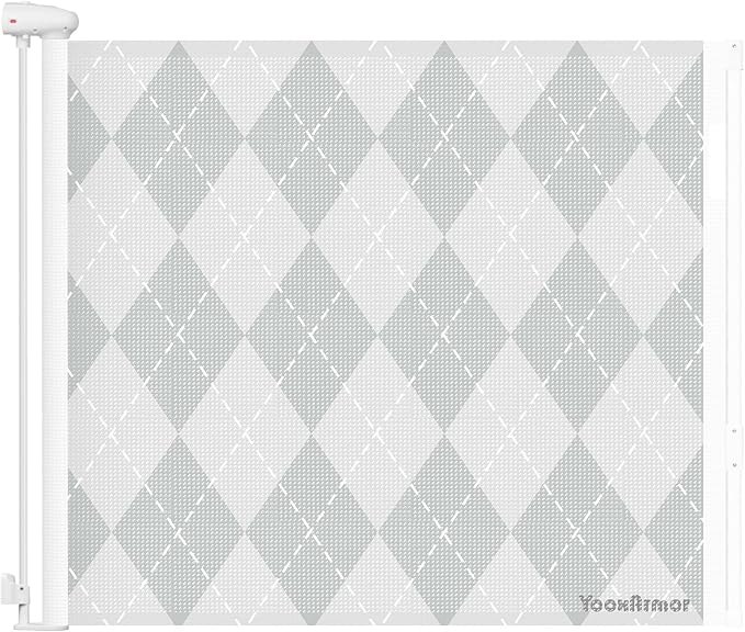 Retractable Mesh Baby Gate, 34" Tall, Extends up to 55" Wide, Child Safety Gate for Doorways, Stairs, Hallways, Indoor/Outdoor (34"x55", Grid Pattern)