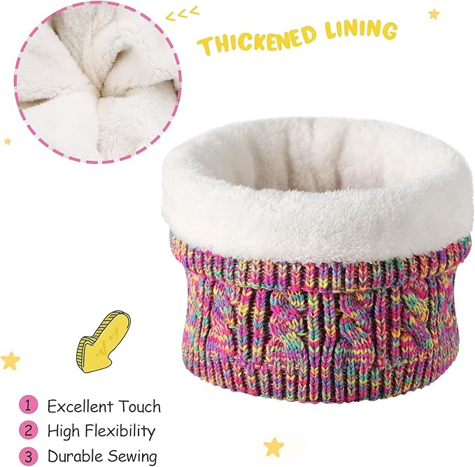 Kids Toddlers Winter Beanie Hats Gloves Neck Scarf Set Mittens Gifts for 0 6 12 Months 1 2 3 4-8 Year Old Baby Girls Boys