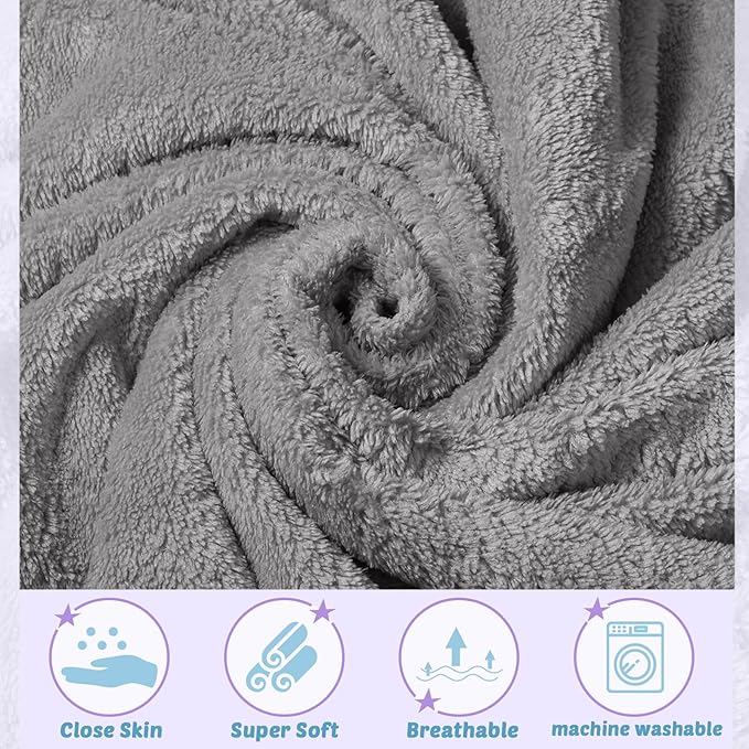 Chumia 6 Pack Baby Bath Towel Coral Fleece Soft Absorbent Newborn Hooded Towel for Kid 30 x 30 Inch Toddler Bath Blanket for Babies Infant Shower Gift(Grey/Beige/Purple)