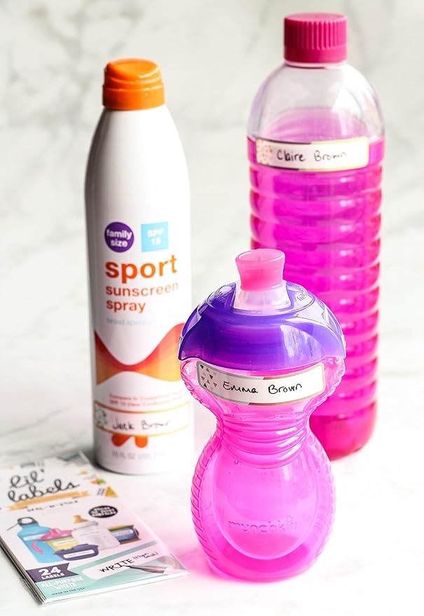 Bottle Labels, Write-On Name, Self-Laminating, Waterproof, Baby Bottle Label for Daycare, Made in The USA (Animal Friends Set of 2)