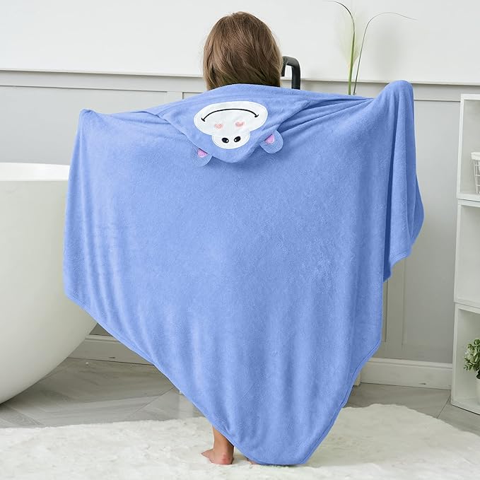 HIPHOP PANDA Hooded Towel - Rayon Made from Bamboo, Bath Towel with Bear Ears for Newborn, Babie, Toddler, Infant - Absorbent Large Baby Towel - Gorilla, 37.5 x 37.5 Inch