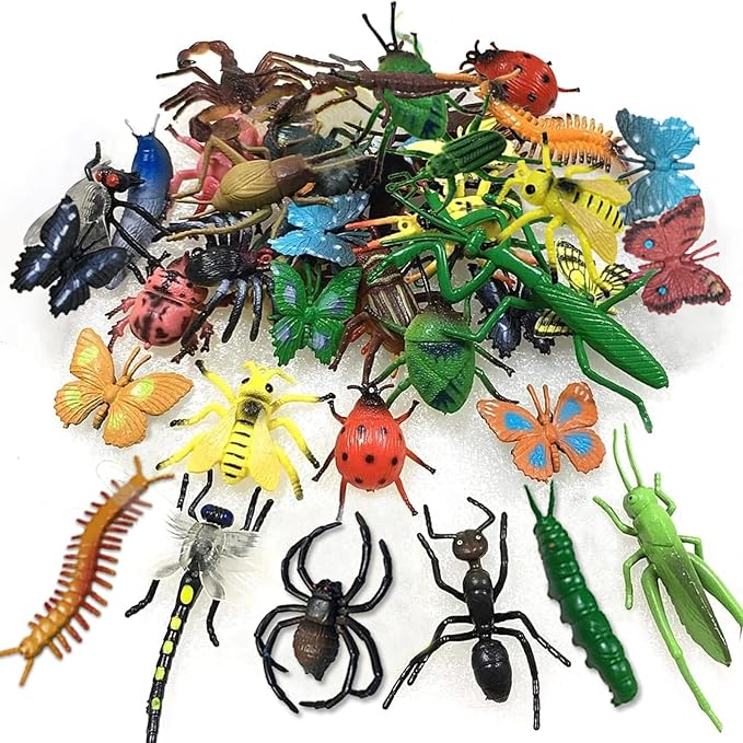 30 Pack Bug Toys Fake Plastic Bugs and Insects for Kids Toddler Halloween Birthday Party Favors Easter Valentines Basket Stuffers Goodie Bag Fillers April Fool's Day Prank Gifts Fake Bugs Toys