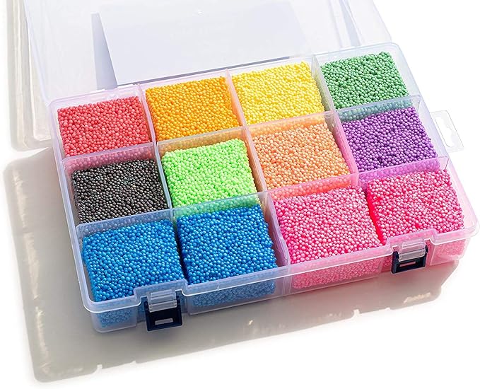 Special Supplies Fun Foam Modeling Foam Beads Play Kit, 12 Blocks Children’s Educational Clay for Arts Crafts Kindergarten, Preschool Kids Toys Develop Creativity, Motor Skills, Reusable Container