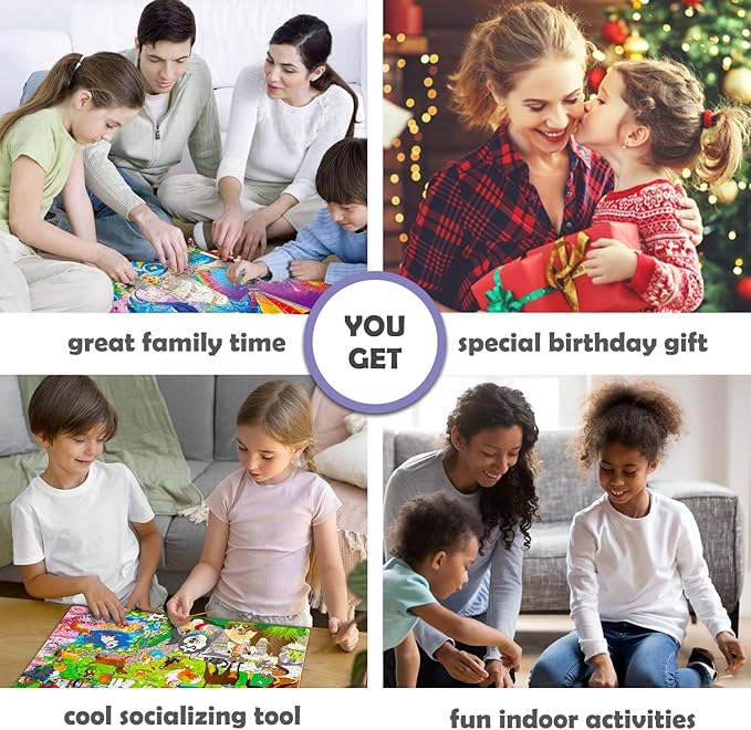 QUOKKA 300 Pieces Puzzles for Kids Ages 10-12 - 3X Set Floor Jigsaw Puzzles for 8-10 yo - Toy for Learning Unicorn – Jigsaw Educational Game for Adult Family Boy and Girl