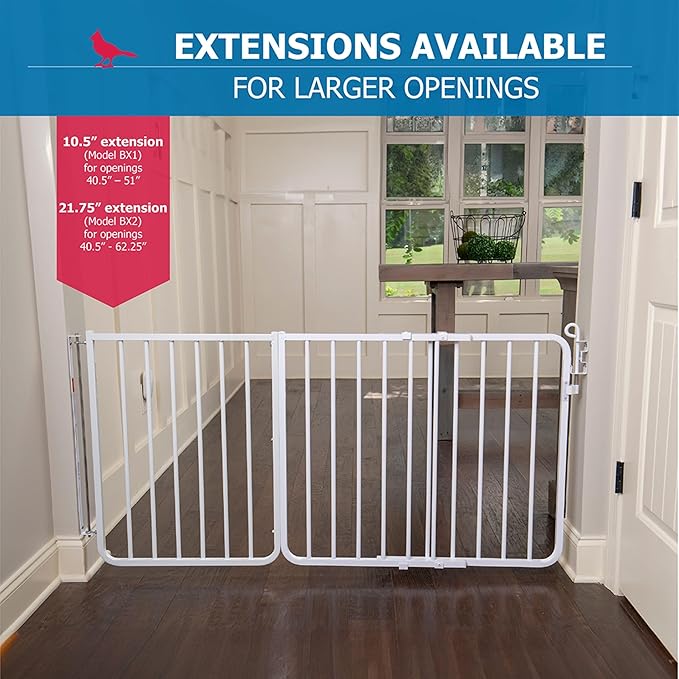 Cardinal Gates MG15 Auto-Lock Baby Gate - Adjustable Indoor Dog Gate - Aluminum Safety Gate for Kids & Pets - 26.5 to 40.5 Inches Wide - White