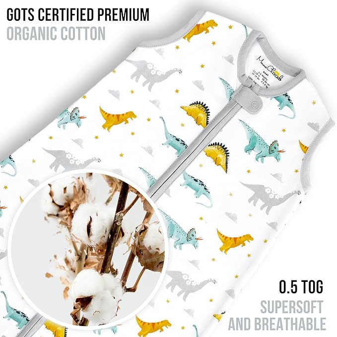 Mama Cheetah Baby Sleep Sack 0.5 TOG, Organic Cotton Baby Wearable Blanket with Two-Way Zipper, Swaddle Transition Baby Sleeping Bag for Newborn Infant Toddler Boy Girl, 18-24 Months