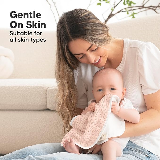 5-Pack Muslin Burp Cloths Baby Boy, Girl - Very Absorbent Baby Burp Cloth Rags, 8-Layers Viscose Derived from Bamboo Cotton Muslin Towel, Super Soft Spit Up Rags, No Shrink Washcloths (Prism)