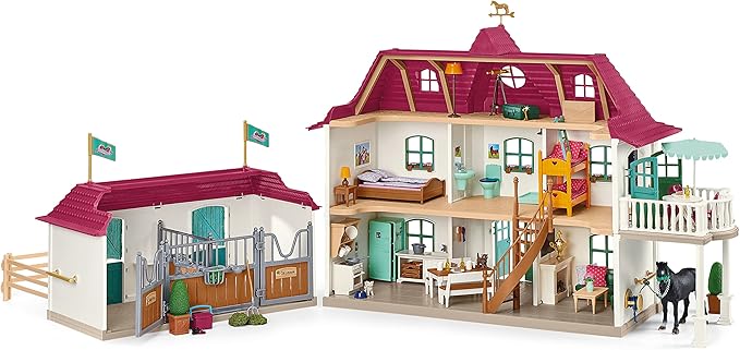 Schleich Horse Club - Lakeside Country House and Stable Horse Play Set, 192 Piece Detailed Doll House and Horse Toy Accessories for Girls and Boys Ages 5+