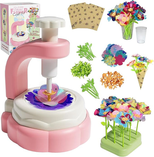 DIY Fabric Flower Bouquets Toys - Arts and Crafts for Kids 4 5 6 7 8, Arts & Crafts Flower Making Kit for Kids Girls, Educational Activity Toys for Girls Boys, 4 5 6 7 8 Year Old Girl Birthday Gifts