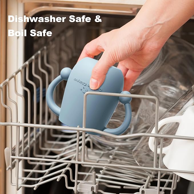 Cuddle Campus Pack of 2 Silicone Baby Training Cup, Shatterproof Toddler Sippy Cups with Straw, Open Cup for Baby, 6+ Months 5 Oz