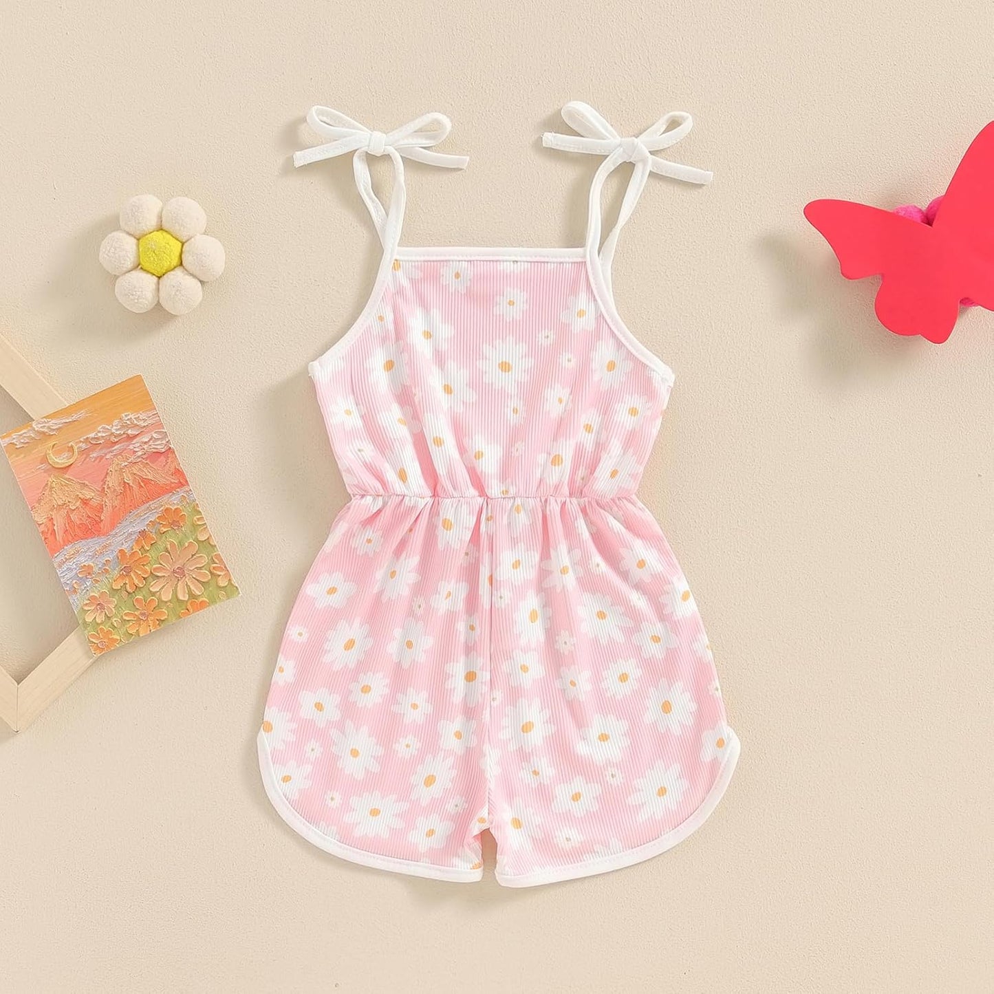 WZTYYDS Toddler Baby Girl Summer Clothes Floral Romper Tie-Up Strap Halter Jumpsuit Infant Summer Sling Playsuit 6M-3T