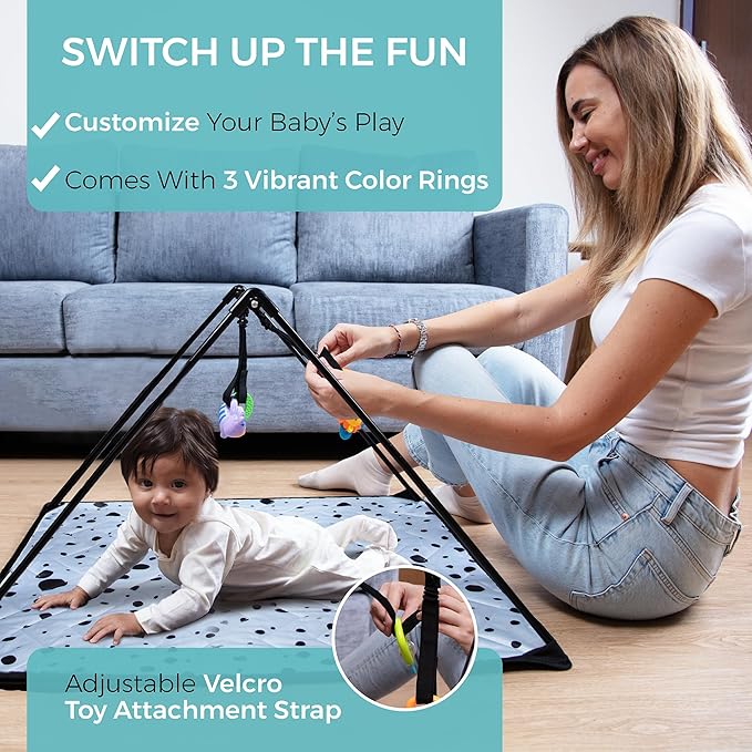 Travel Baby Play Mat for Babies 0-6 Months, Baby Play Mat, Newborn Travel Essentials, Tummy Time for Floor, Portable, Dots Pattern