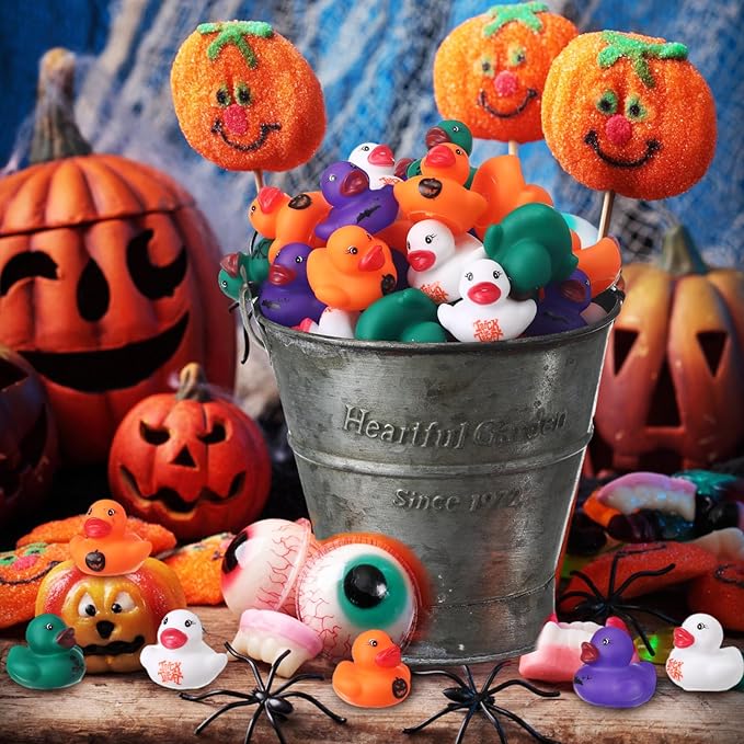 200 Pcs Halloween Rubber Ducks Assorted Rubber Duckies Bulk Mini Pool Bath Toy Ducks Cute Small Tiny Ducky for Halloween Party Favors Classroom Exchange Gifts