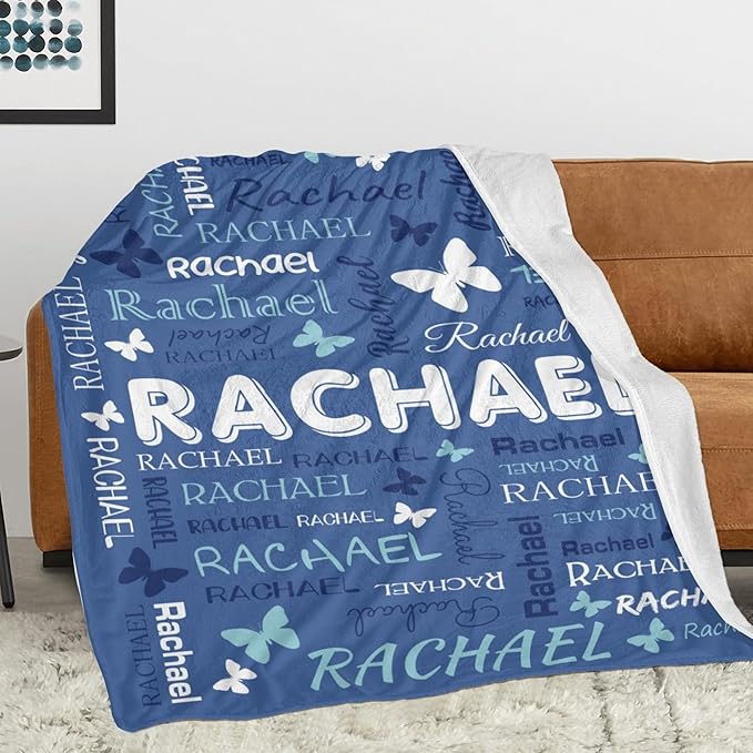 Personalized Throw Blanket with Name Custom Blankets Customized Baby Blanket for Girls Kids Adult Birthday Gift