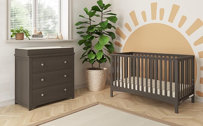 Child Craft London 4-in-1 Convertible Crib, Baby Crib Converts to Day Bed, Toddler Bed and Full-Size Bed, 3 Adjustable Mattress Positions, Non-Toxic, Baby Safe Finish (Dapper Gray)