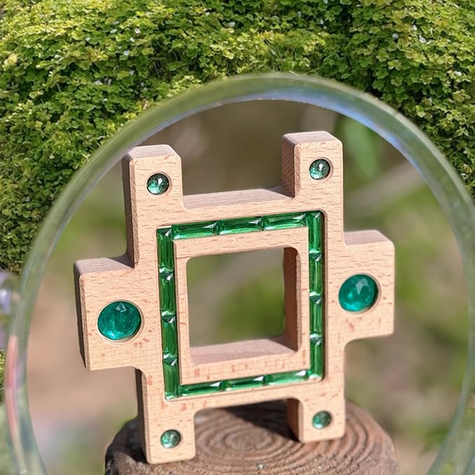 3PCS Wooden Green Gem Trapezoidal Building Block for Kids (3PCS Green Set)