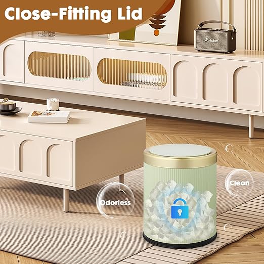 Motion Sensor Bathroom Trash Can Touchless, 3.7 Gallon Modern Automatic Garbage Can with Lid,Diaper Trash Bin,Plastic Smart Dog Proof Trash Bin Suitable for Toilet, Bedroom, Office, Kitchen -Green