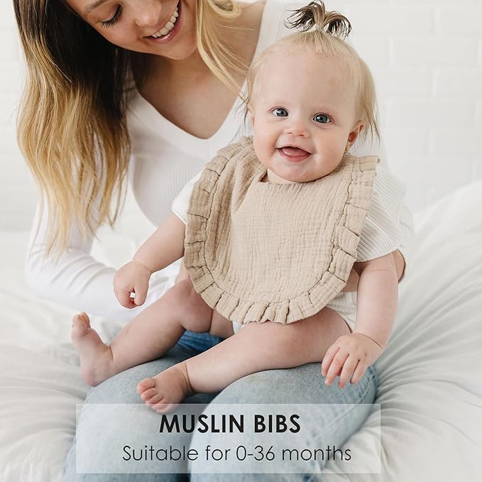 Baby Muslin Bibs Bandana Drool Bibs for Unisex Boys & Girls, Soft and Absorbent Cotton Teething Drooling Bib Set for Newborn Toddler