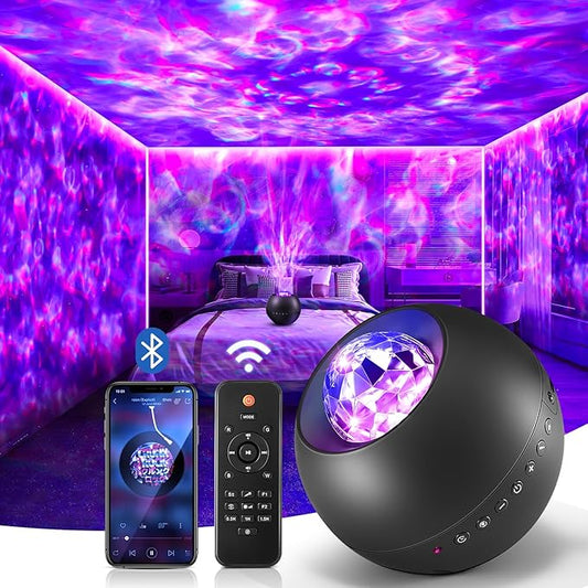 COOLNIGHT Galaxy Light Projector, 210 Light Effects Ceiling Projector with 15 White Noise, HiFi Bluetooth Galaxy Projector for Bedroom, Remote & Timer –Galaxy Projector Lights for Bedroom Adults