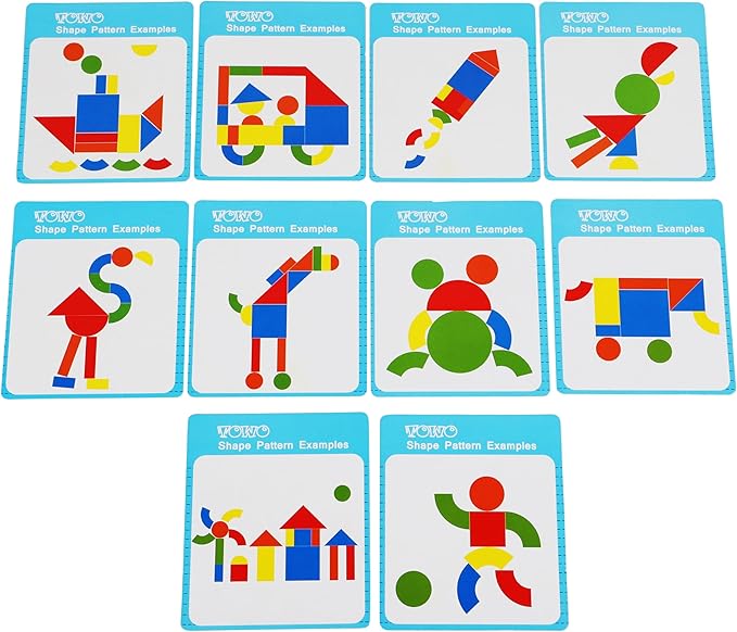 Wooden Magnetic Blocks Toys - Shape Pattern Building Block - Large Tangram Puzzles for Kids - Geometric Creative Development Toys Montessori Learning Material - Stocking Fillers Stuffers 3 Years