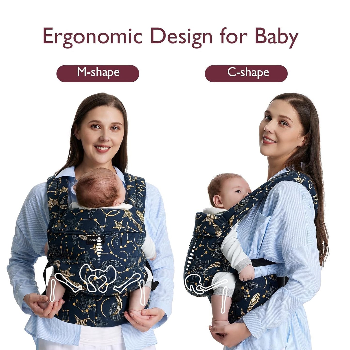 Momcozy Baby Carrier - Ergonomic, Cozy and Lightweight Carrier for 3-24 Months, Effortless to Put On, Ideal for Hands-Free Parenting, Enhanced Lumbar Support, Starry Night