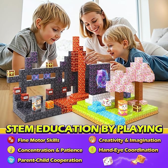 100PCS Magnetic Blocks - 1" Magnetic Building Blocks Toddler Outdoor Toys for Kids Ages 4-8 8-12 Magnet Tiles STEM Sensory Montessori Kids Toys for 3+ Year Old Boys Girls Christmas Birthday Gifts