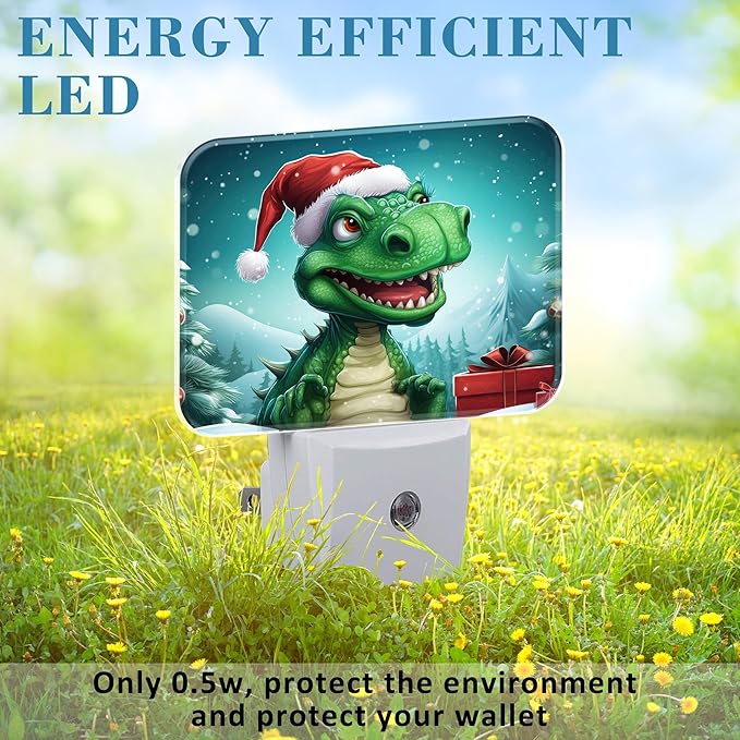 Chrismas Night Light for Kids Girls Boys, Cute Christmas Dinosaur LED Night Light Plug into Wall with Dusk to Dawn Sensor for Room, Hallway, Kitchen, Bathroom, Stairs Decor
