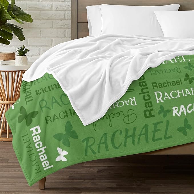 Personalized Throw Blanket with Name Custom Blankets Customized Baby Blanket for Girls Kids Adult Birthday Gift