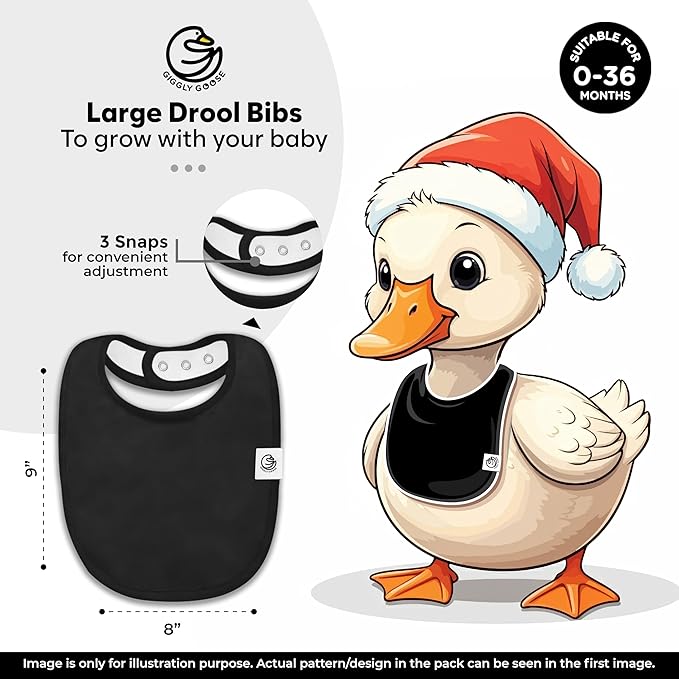 3 Pack Baby Bibs for Boys & Girls | Cotton, Absorbent Drooling & Teething Bib | Thick, Adjustable Snap-on