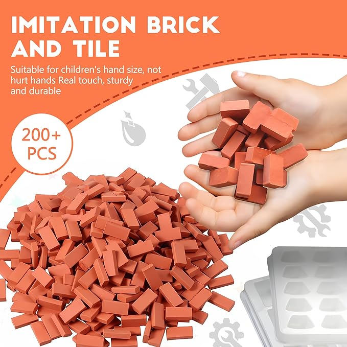 House Building Set for Kids 6+, Mini Brick Construction Kit with Mortar, STEM Architecture Blocks, Reusable DIY Projects, Creative Birthday Gift