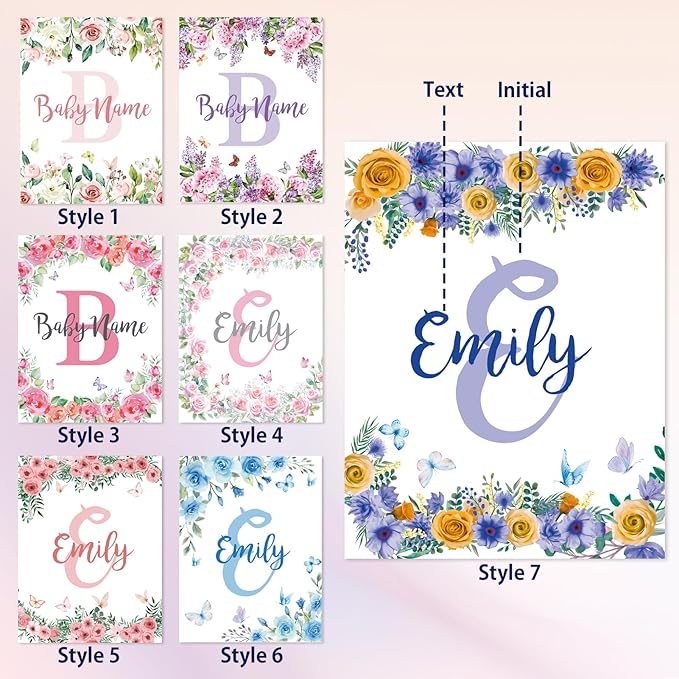 EVER2000 Personalized Baby Blanket for Girls, Custom Floral Baby Blanket with Name, Soft & Fuzzy Newborn Receiving Blankets for Toddler, Customized Baby Gifts for Birthday Baby Shower