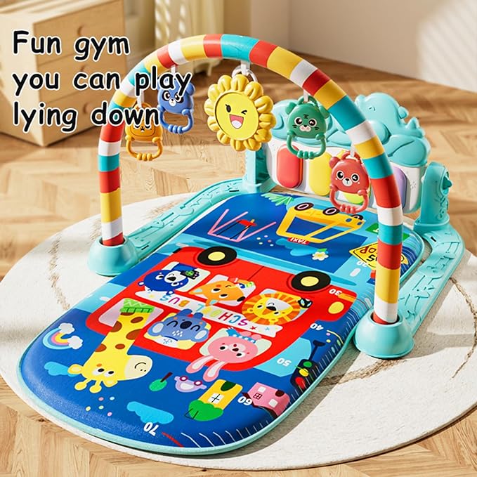 Baby Play Mat Baby Gym,Play Piano Tummy Time Baby Activity Mat, Music and Lights Boy & Girl for Newborn 0 to 3 6 9 12 Months