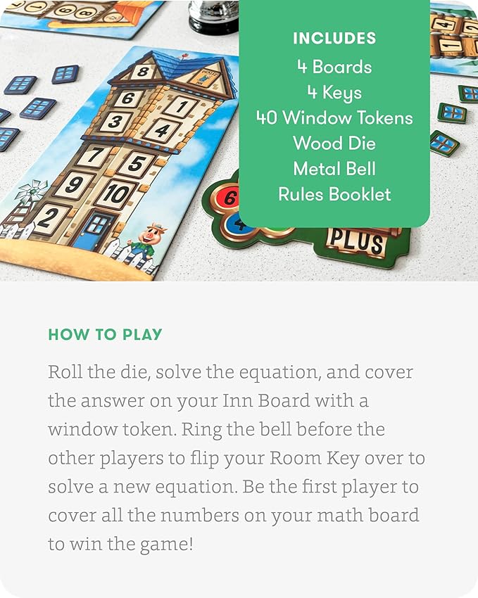 SimplyFun Math Room - Educational Game - Quick Thinking & Fun Games for Kids Ages 5 & Up - Fast Solving Addition & Subtraction Game - 2 to 4 Players