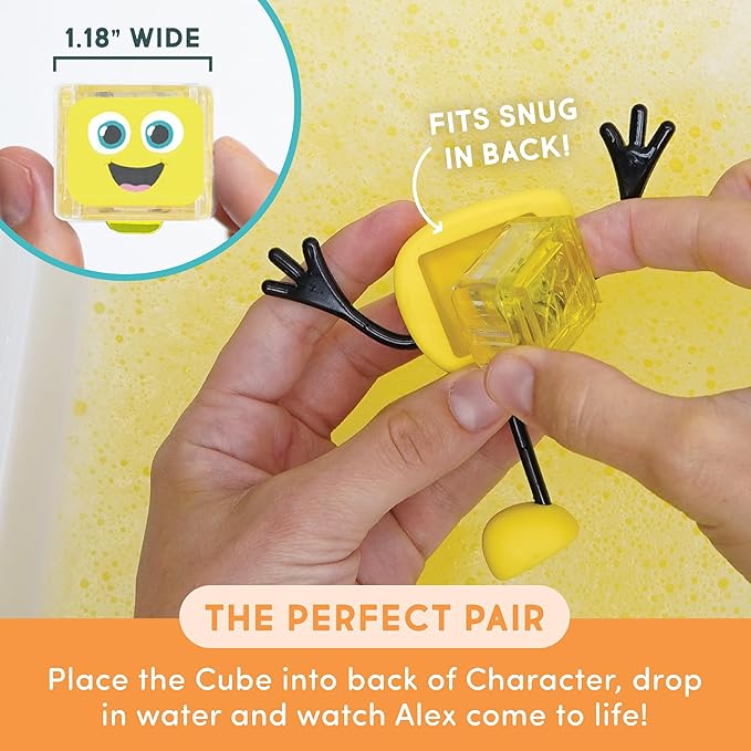 Glo Pals Alex Bath & Bedtime Bundle - Light Up Bath Toy with 1 Interactive Book, 2 Light Cubes & 1 Magic Magnifier - Toddler Bath Toys Set with Storybook Character - Educational Kids Bath Time Fun