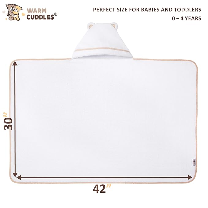 Premium Toddler Towels with Hood - Extra Soft Rayon from Bamboo Toddler Bath Towel (White)