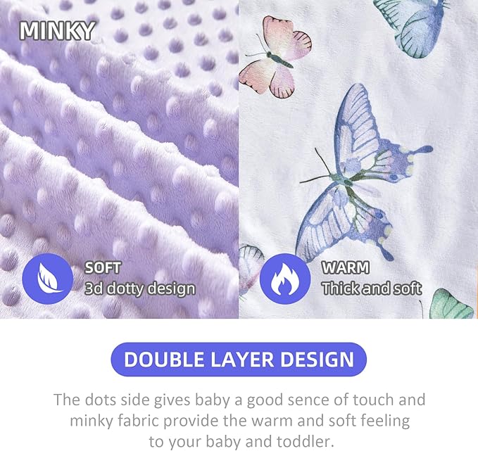 iEvolve Baby Nursery Bed Blankets Ultra Soft Double Layer Mini Blanket Minky Blanket Receiving Blankets Shower Gifts(30"*40",Butterfly)