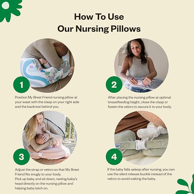 My Brest Friend Nursing Pillow - Deluxe - Enhanced Comfort w/ Slipcover - Ergonomic Breastfeeding Pillow For Ultimate Support For Mom & Baby - Adjustable Pillow W/ Handy Side Pocket, Flower Key Grey