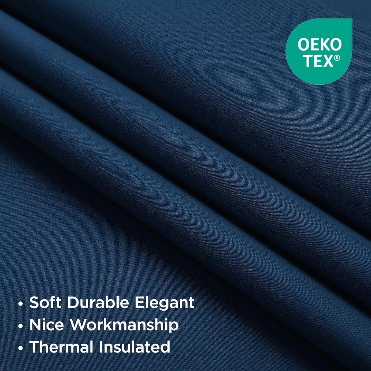 Joydeco Blackout Curtains 96 Inches Long, Thermal Insulated Black Out Curtains 2 Panels Set for Bedroom, Room Darkening Drapes for Living Room Window (W52 x L96 Inch, Navy Blue)