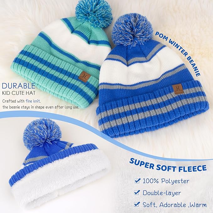 FZ FANTASTIC ZONE Kids Toddler Winter Hat Beanie with Warm Fleece Ski Baby Hats for 2-7 Years Skull Cap Baby Boys Girls Gifts